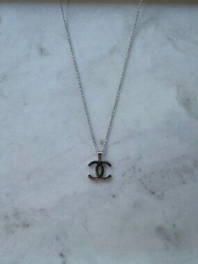 Vintage CC Necklace - Silver Dainty Chain - 20" Chain - Womens Necklace